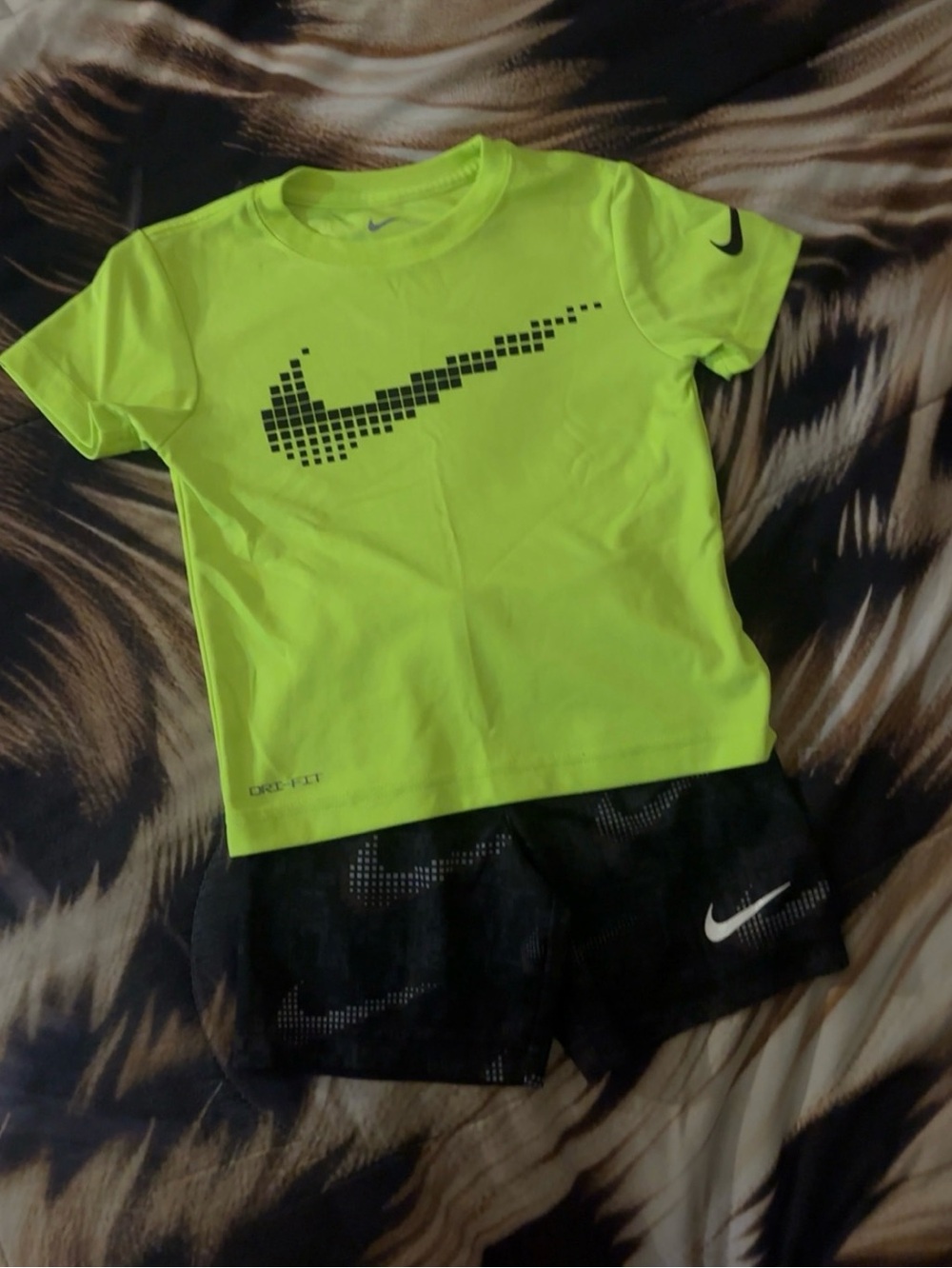 Nike Neon Green Dri-FIT Tee with Black Pixel Swoosh